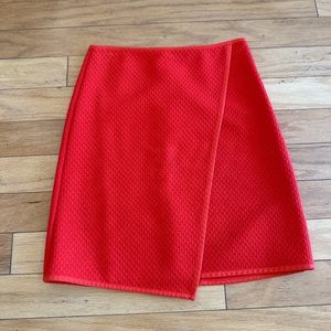 Boden, orange quilted fabric skirt